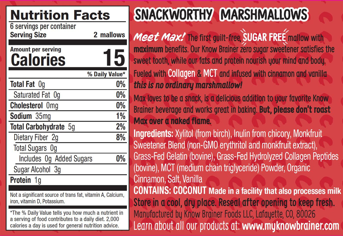 Know Brainer Foods Max Mallow Sugar Free Marshmallows - Cinnamon Toast