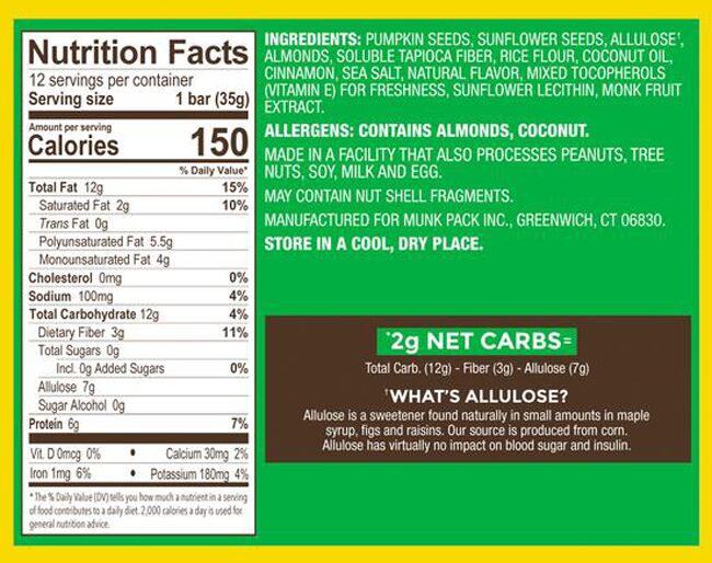 Munk Pack Keto Nut & Seed Bar, 12 Bars - Pumpkin Seed Cinnamon Almond
