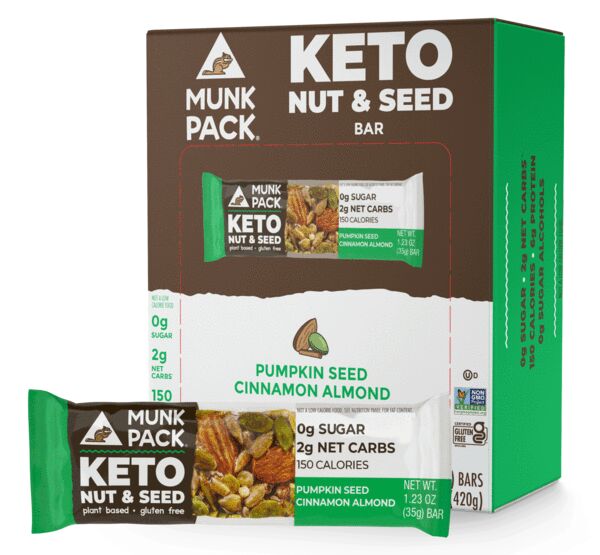 Munk Pack Keto Nut & Seed Bar, 12 Bars - Pumpkin Seed Cinnamon Almond