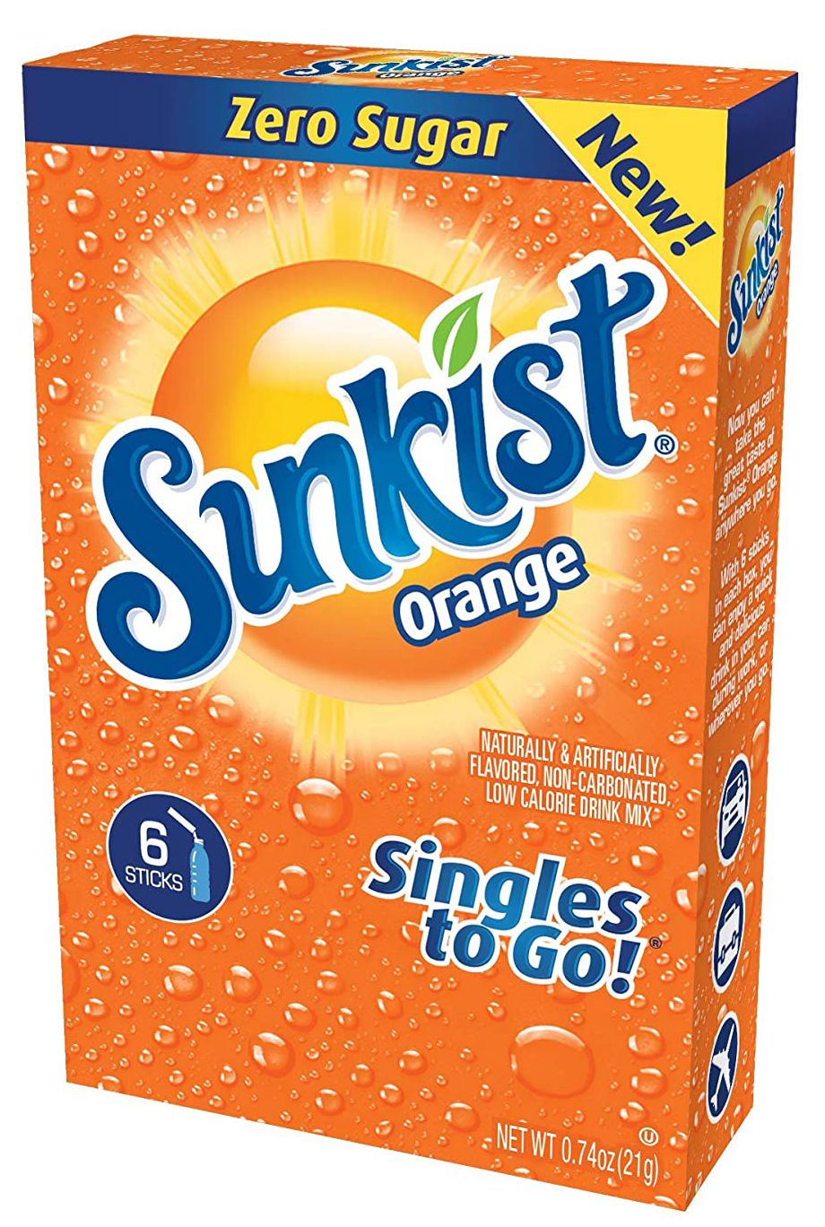 Sunkist Zero Sugar Singles-to-Go - Orange 6 sticks