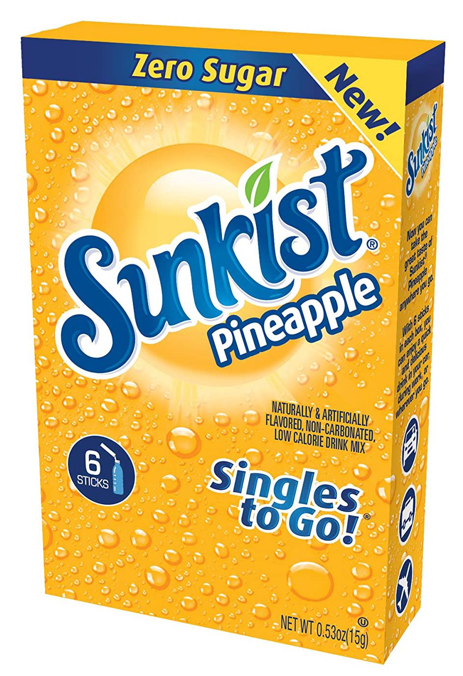 Sunkist Zero Sugar Singles-to-Go - Pineapple 6 sticks