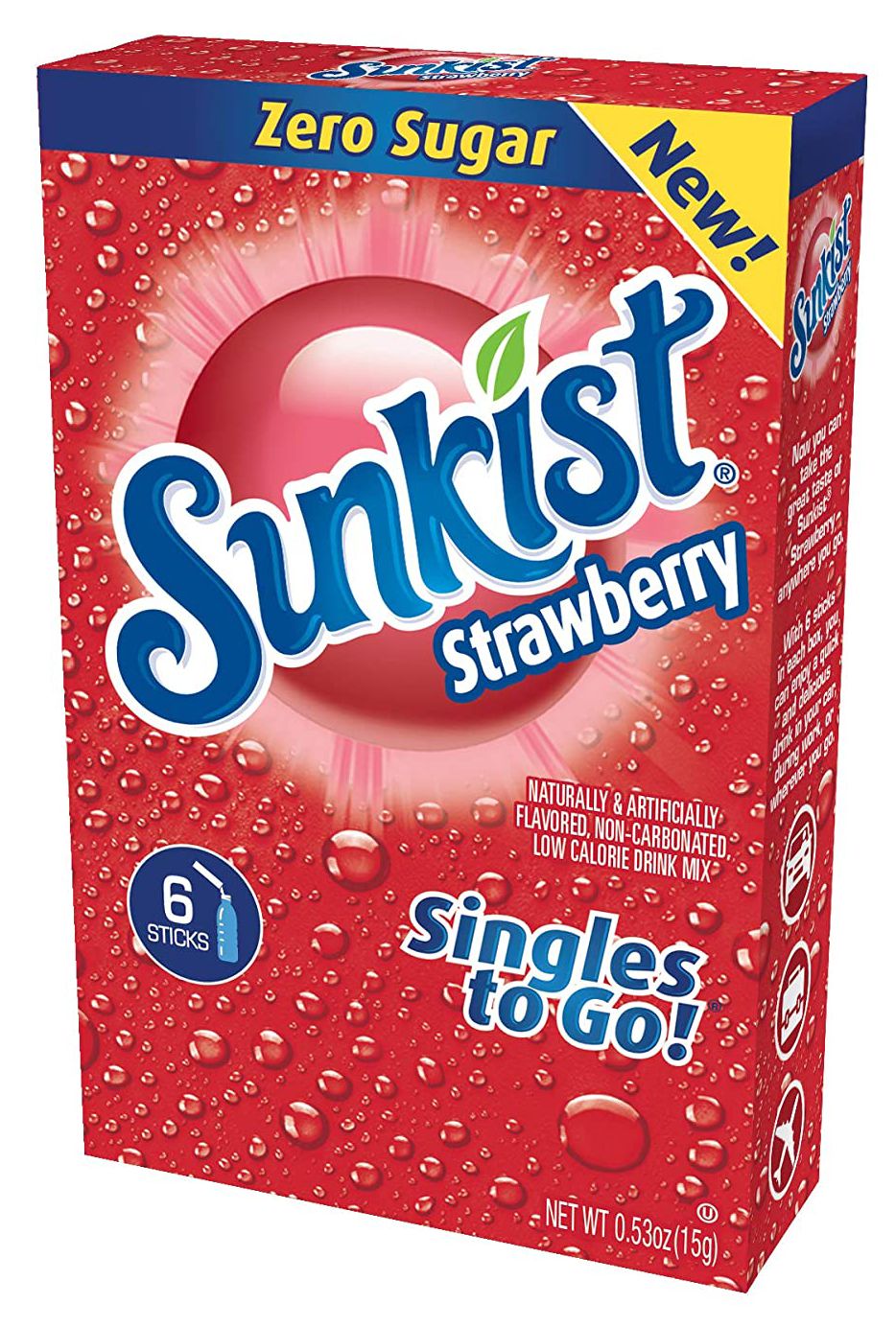 Sunkist Zero Sugar Singles-to-Go - Strawberry 6 sticks
