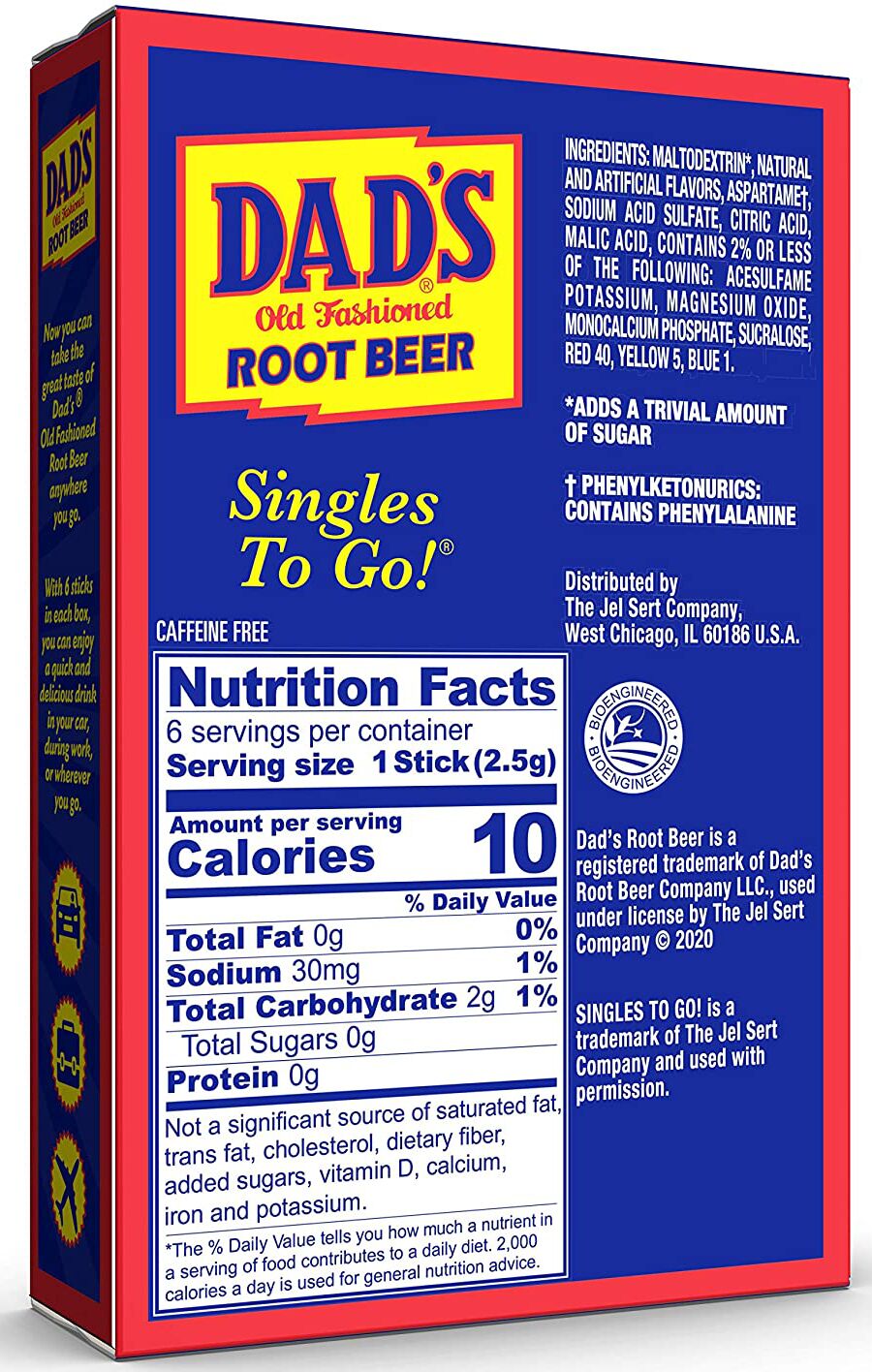 Dad's Root Beer Zero Sugar Singles-to-Go 6 sticks