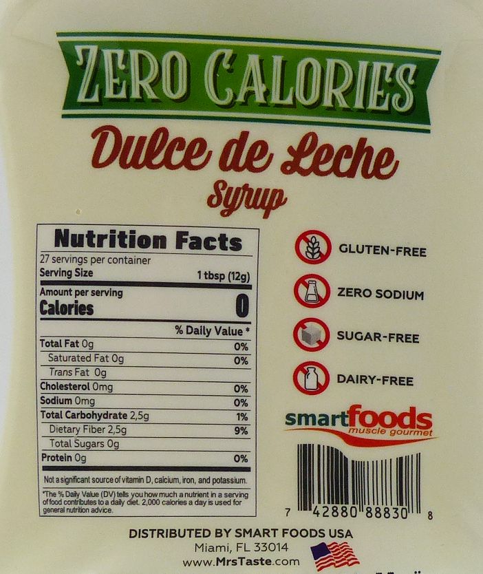 Mrs Taste Zero Calorie Syrup - Dulce de Leche 11 oz