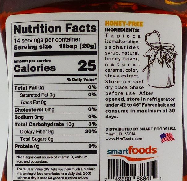 Mrs Taste Zero Sugar Honey-Free 10 oz