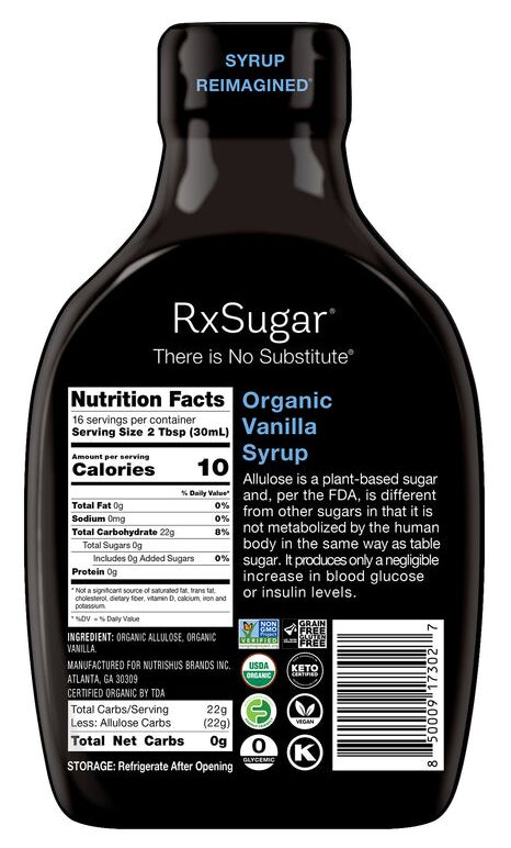 RxSugar Organic Syrup (16 oz) - 16 oz, Vanilla