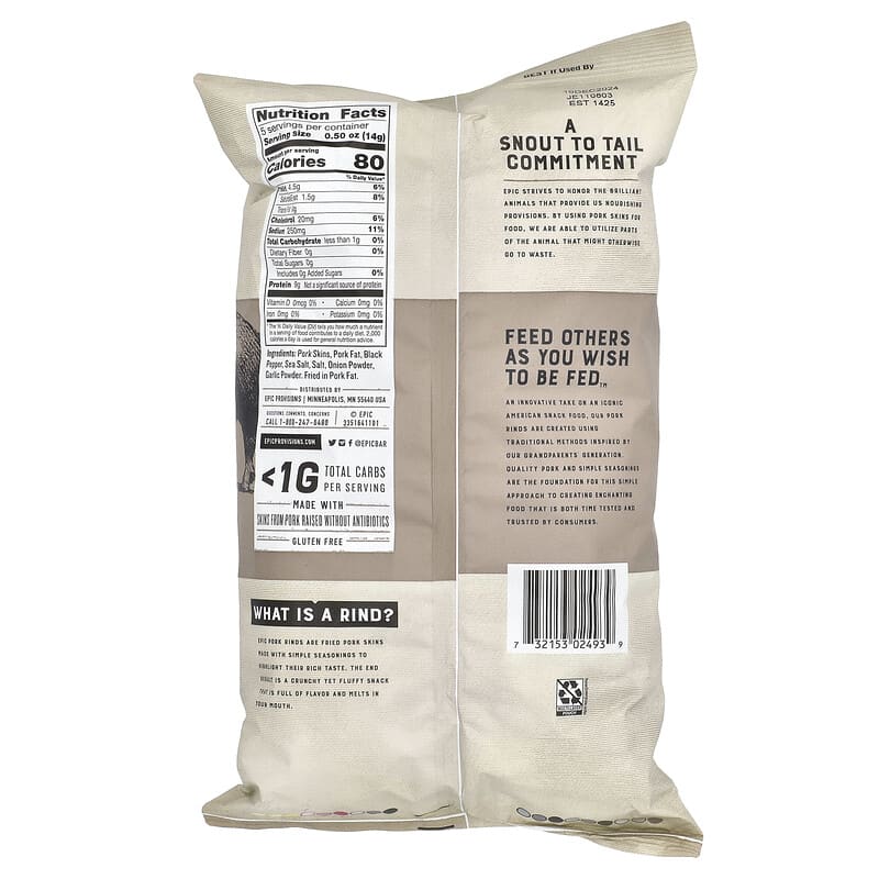 Epic Pork Rinds, 2.5oz - Sea Salt & Pepper