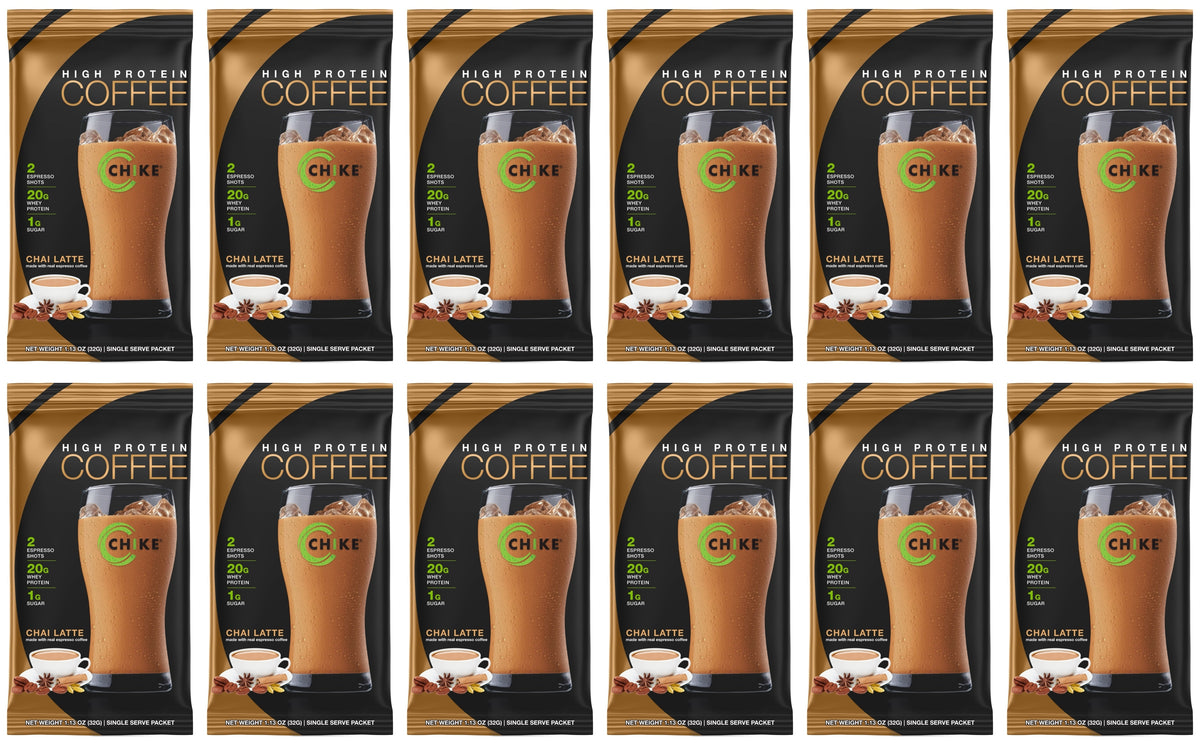 Chike Nutrition High Protein Iced Coffee Single Serving Packets - Chai Latte, 12-Pack