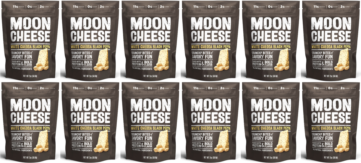 Moon Cheese Snacks - White Chedda Black Peppa 12 Bags