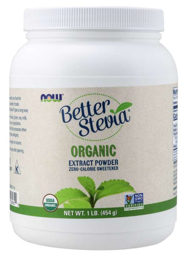 NOW Better Stevia Extract Powder, Organic - 1 lb. (454 g)