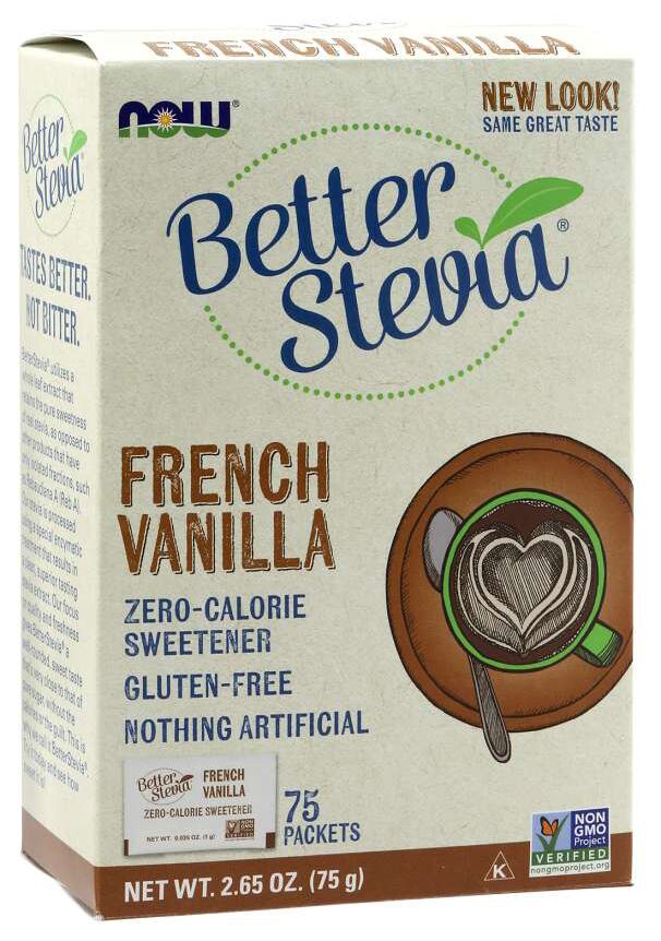 NOW Better Stevia Extract Packets - French Vanilla, 75 packets