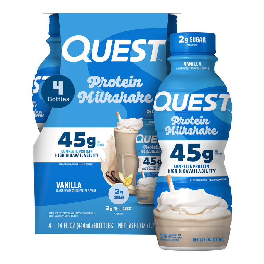 Quest Nutrition 45g Protein Milkshake, 14 fl oz (4 pack) in Vanilla, product image 1.