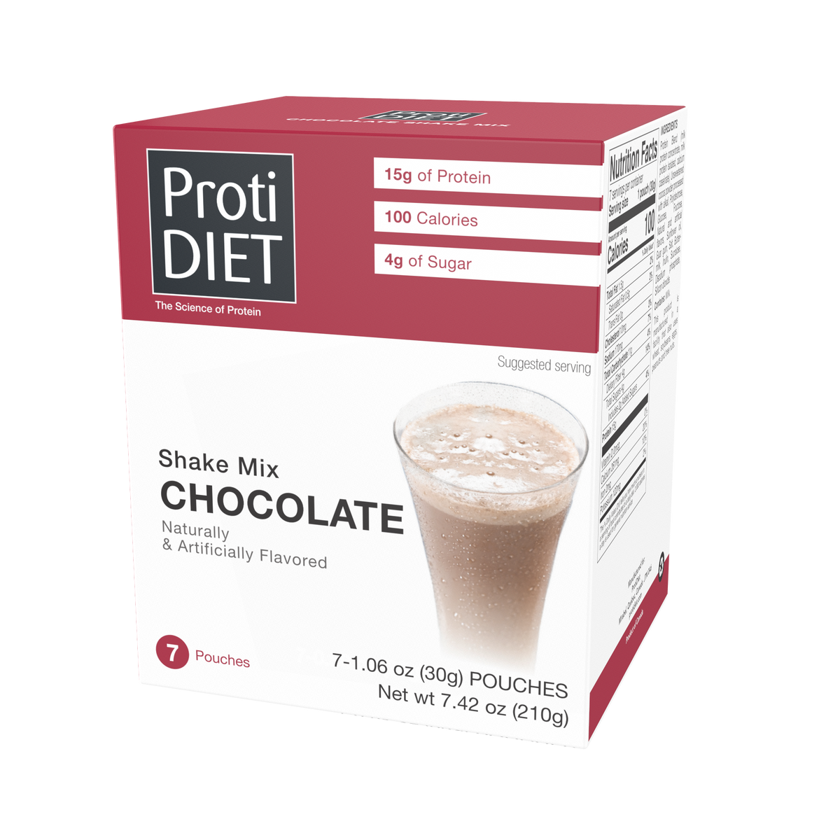 Proti Diet Protein Shake Mix, Chocolate, 7 Pouches - 1-Pack