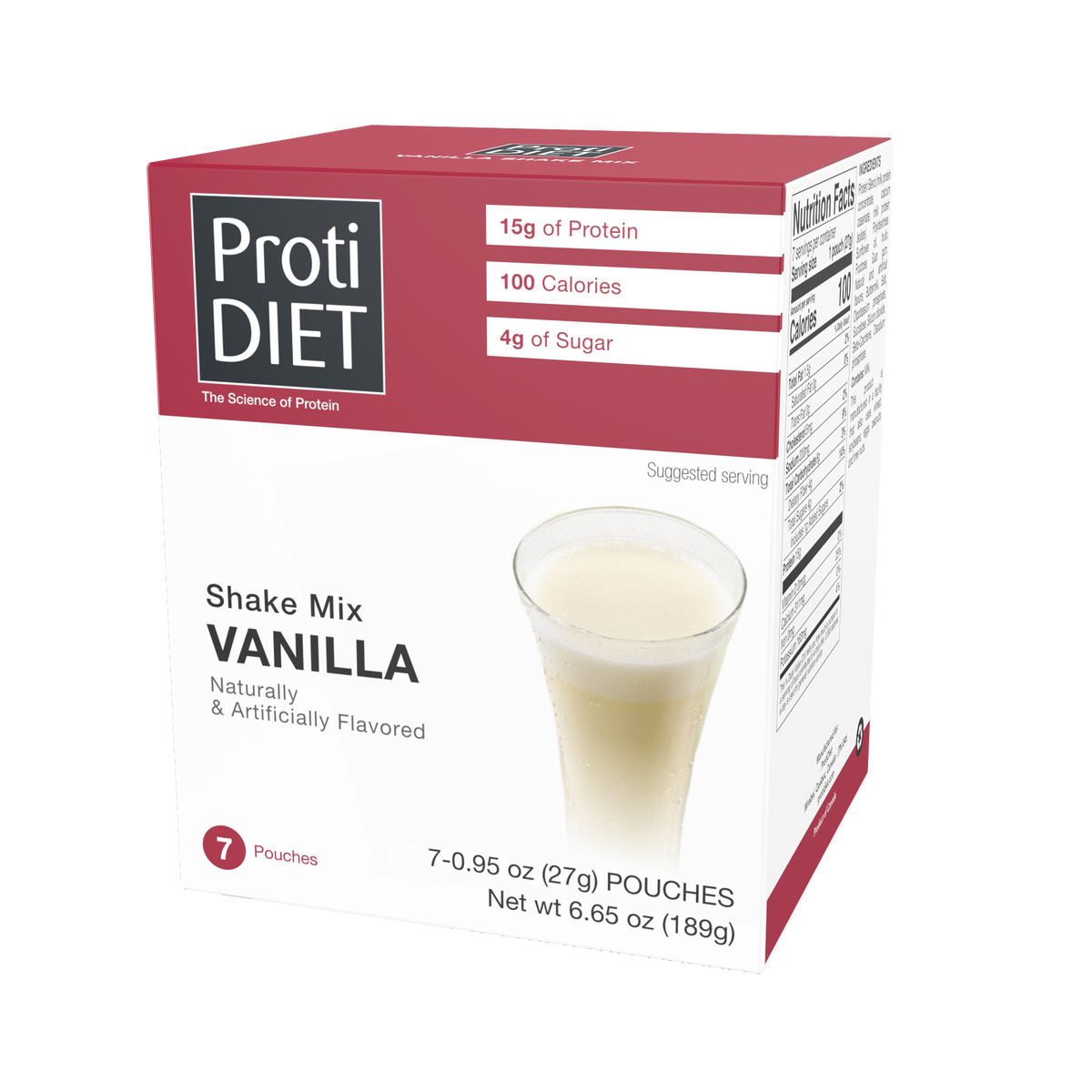 Proti Diet Protein Shake Mix, Vanilla, 7 Pouches - 1-Pack