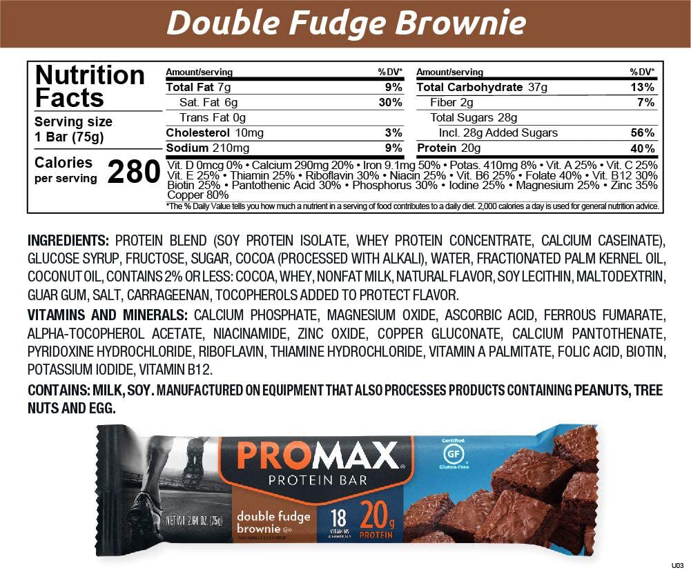 Promax Bars - Double Fudge Brownie 12 bars