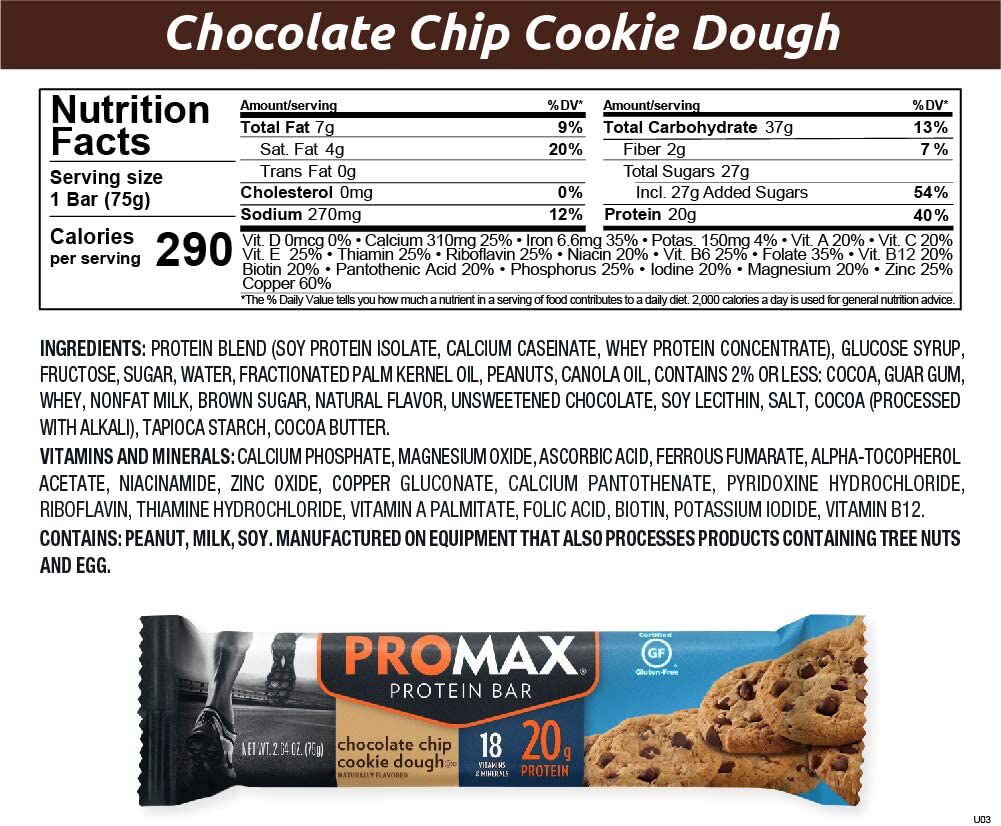 Promax Bars - Chocolate Chip Cookie Dough 12 bars