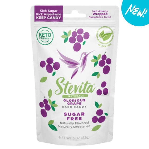 Stevita Stevia Sweetened Sugar Free Hard Candies, 3 oz pouch - Glorious Grape