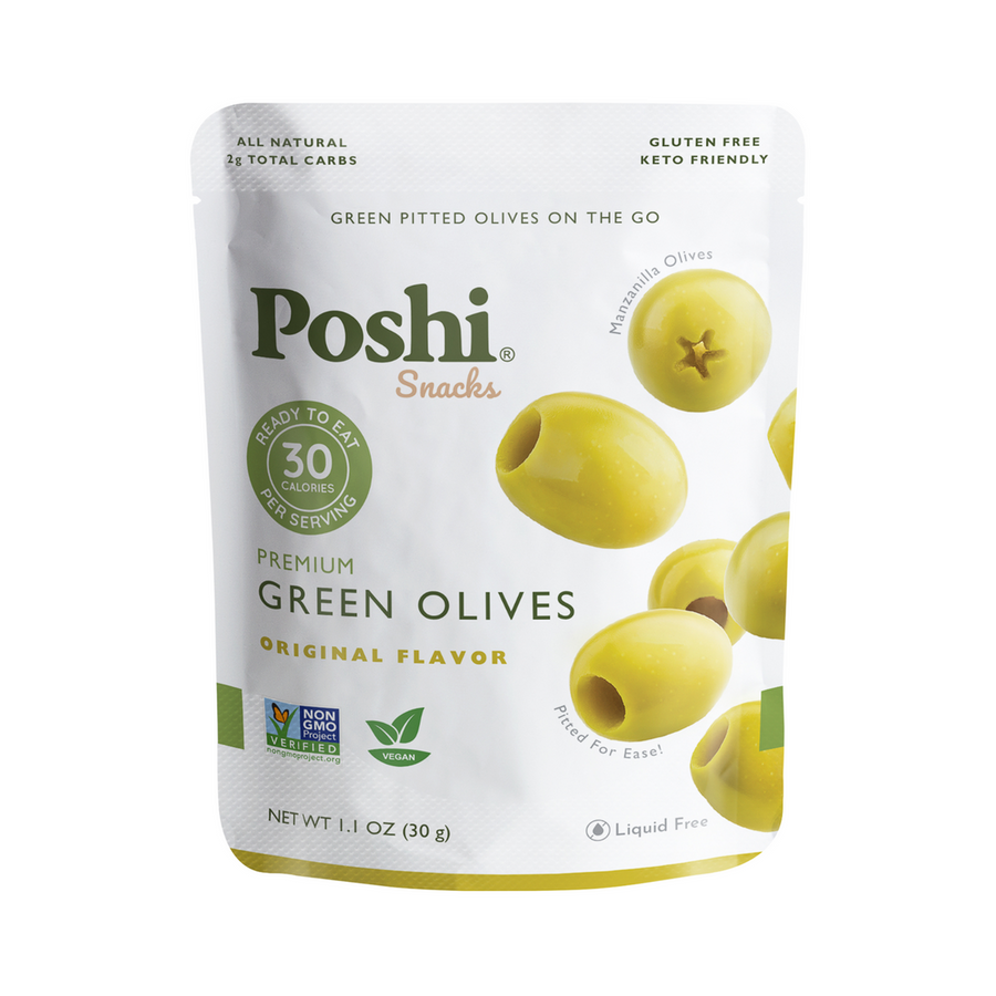 Poshi Olive Snacks - Green Olives - Original, 1.10 oz