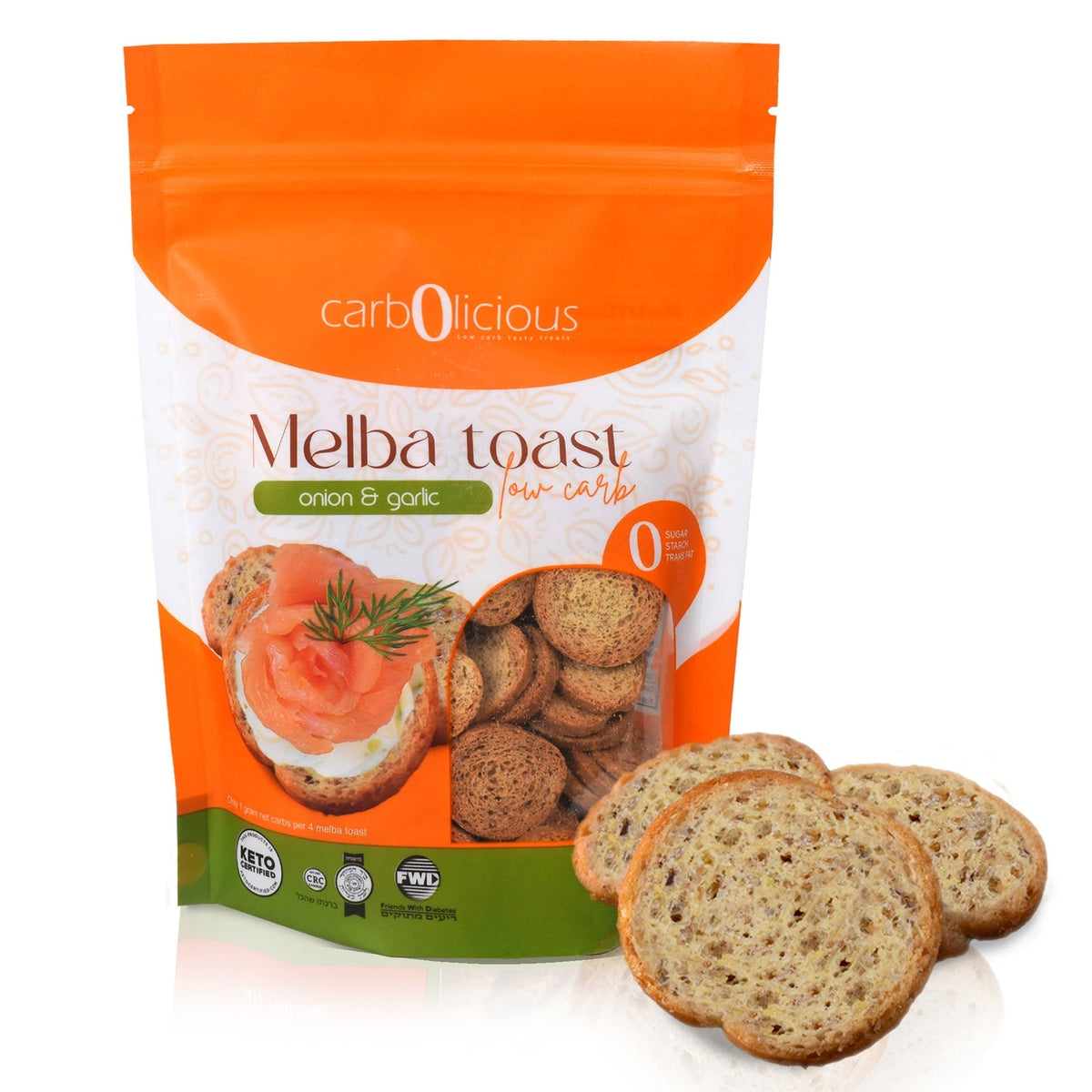 Carbolicious Low Carb Melba Toast - Onion & Garlic One Bag
