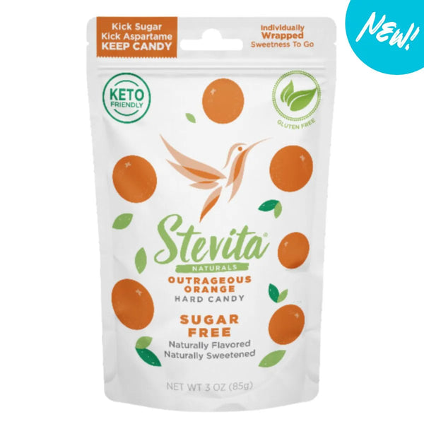 Stevita Stevia Sweetened Sugar Free Hard Candies, 3 oz pouch - Outrageous Orange