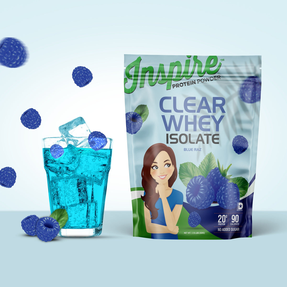Inspire Clear Whey Protein Powder - Blue Razz - 20 Servings