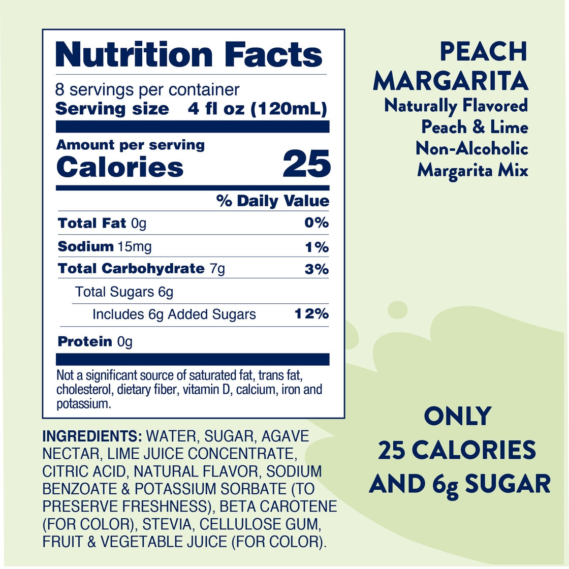 Jordan's Skinny Mixes Naturally Sweetened Margarita Mixes, 32 fl oz - Peach Margarita