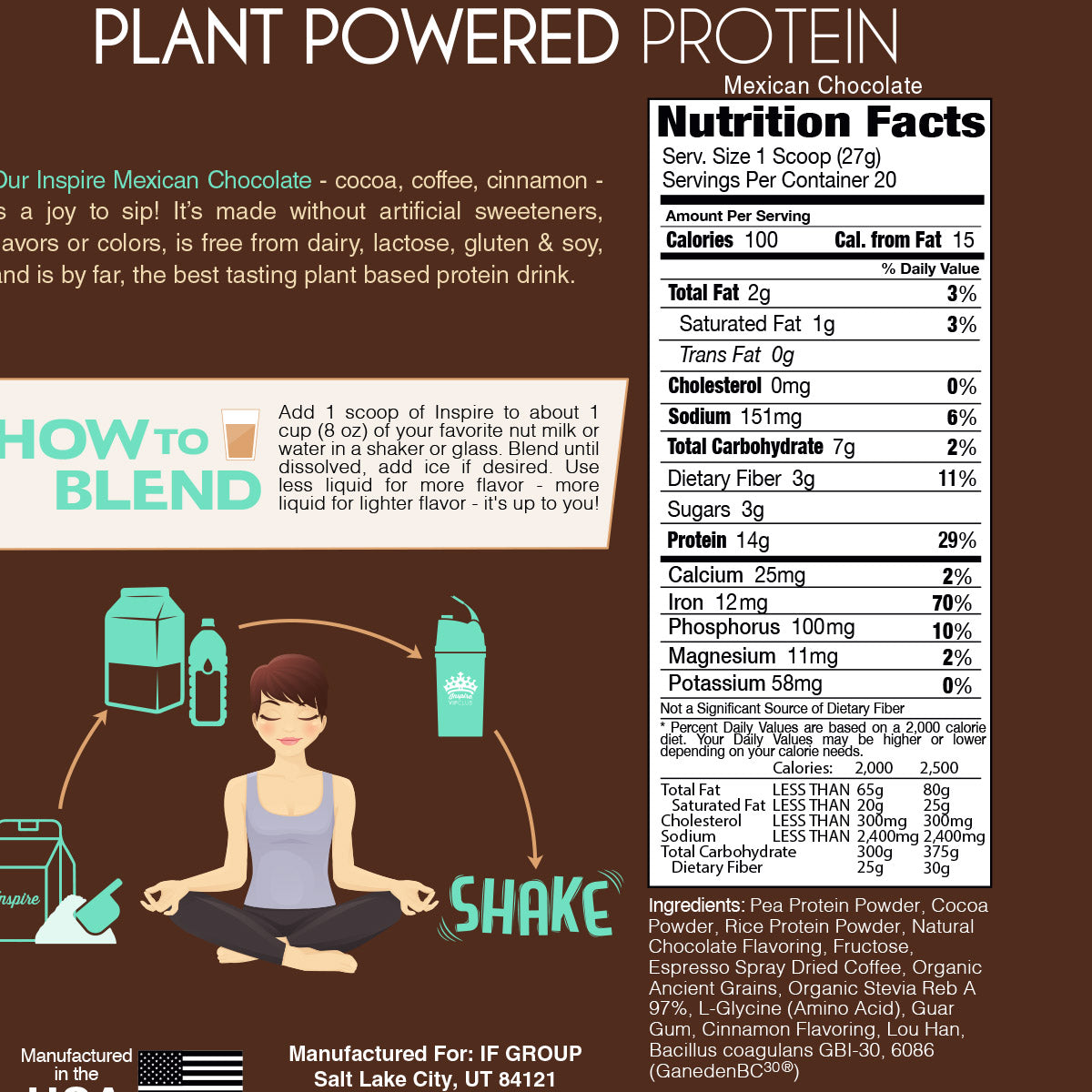 Inspire Mexican Chocolate Plant Based Protein Powder - High-quality Protein Drinks at Store