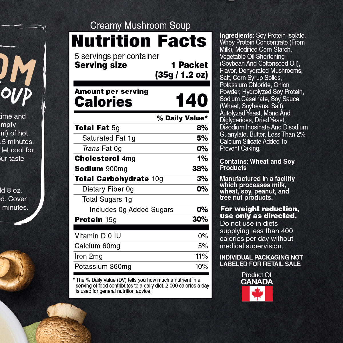 Inspire Creamy Mushroom Soup - 15g Protein - High-quality Hot Meals at Store