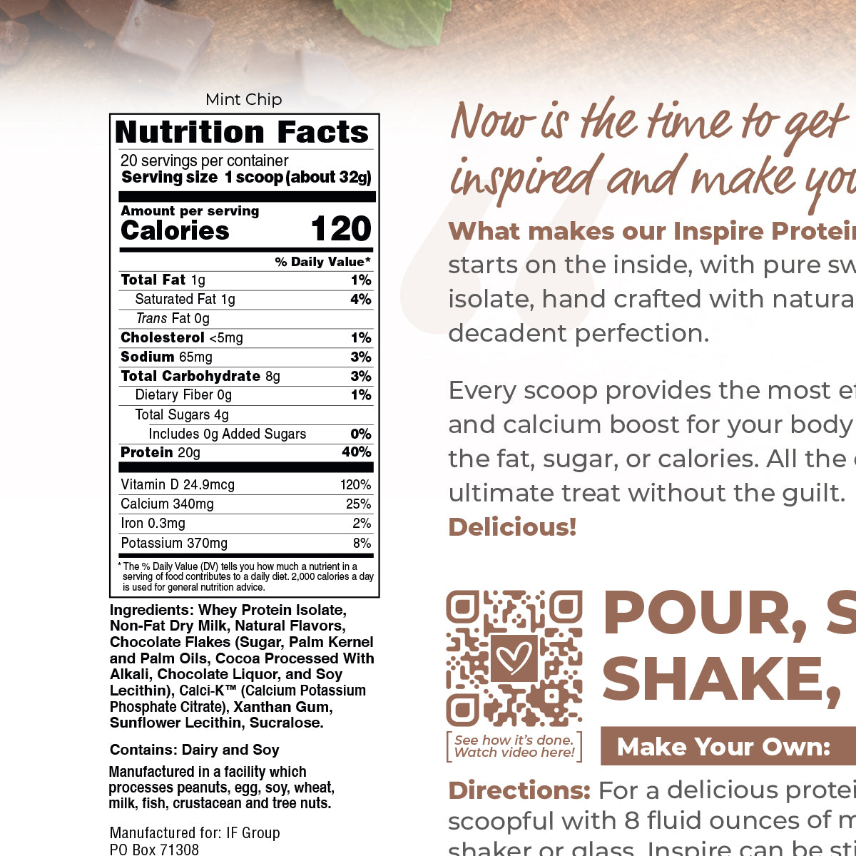 Inspire Mint Chip Protein Powder - High-quality Protein Drinks at Store