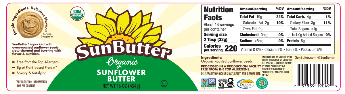 SunButter Natural Sunflower Spread - Organic (CLEARANCE: Best by October 31, 2024)