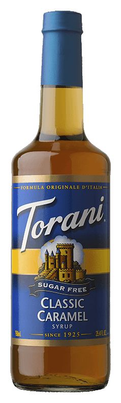 Torani Sugar Free Syrup, Classic Caramel / 750 ml (25.4 oz).