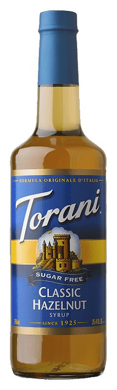 Torani Sugar Free Syrup, Classic Hazelnut / 750 ml (25.4 oz).