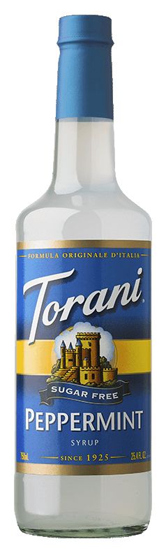 Torani Sugar Free Syrup, Peppermint / 750 ml (25.4 oz).