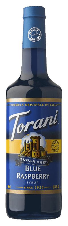 Torani Sugar Free Syrup, Blue Raspberry (plastic) / 1L (33.8 oz).