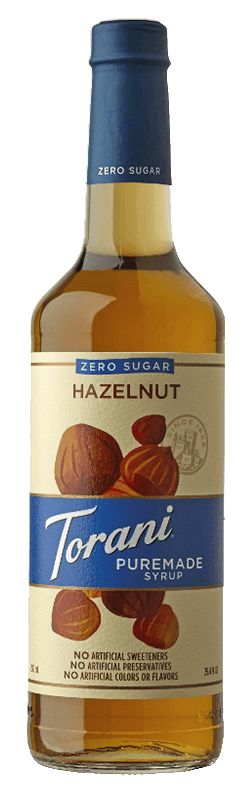 Torani Puremade Zero Sugar Syrup - Hazelnut 750 ml (25.4 oz)