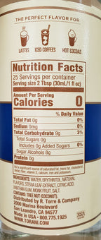 Torani Puremade Zero Sugar Syrup - Coconut 750 ml (25.4 oz)