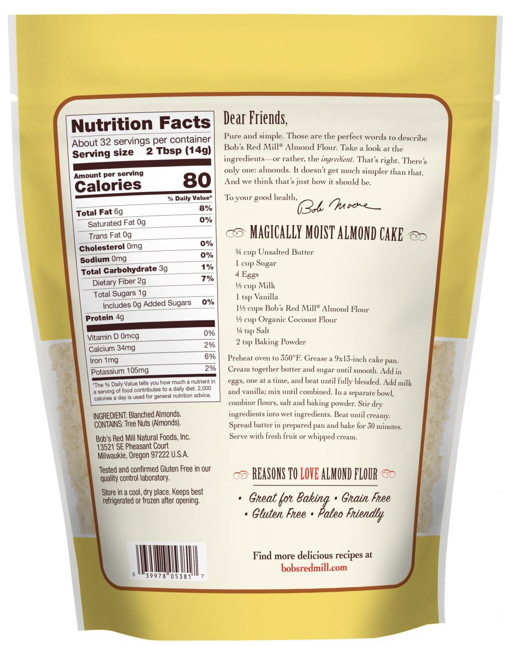 Bob's Red Mill Almond Flour - Super Fine 16 oz (1 lb)
