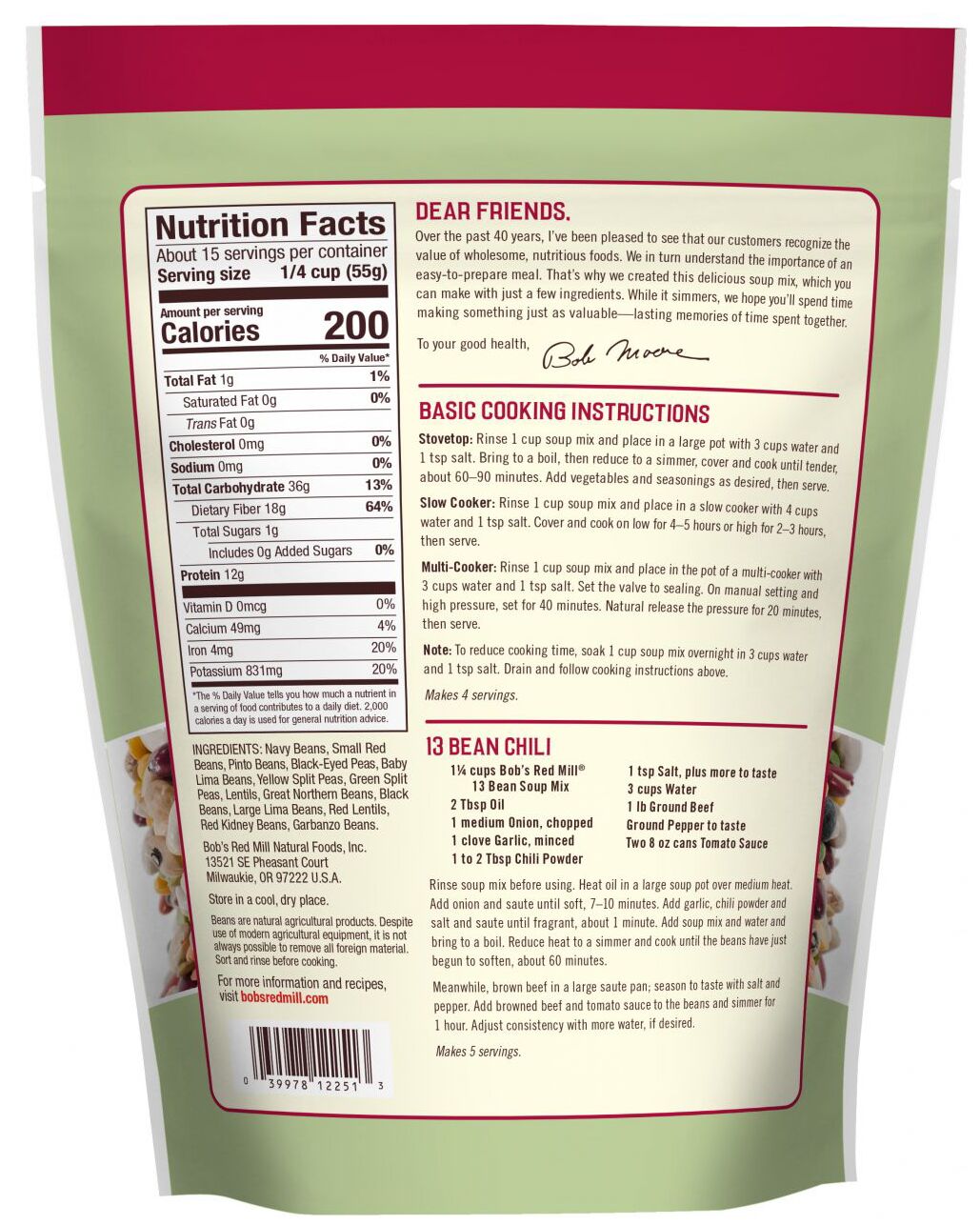 Bob's Red Mill 13 Bean Soup Mix 29 oz.