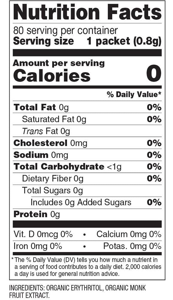 SweetLeaf Monk Fruit Sweetener Packets Organic 80 packets