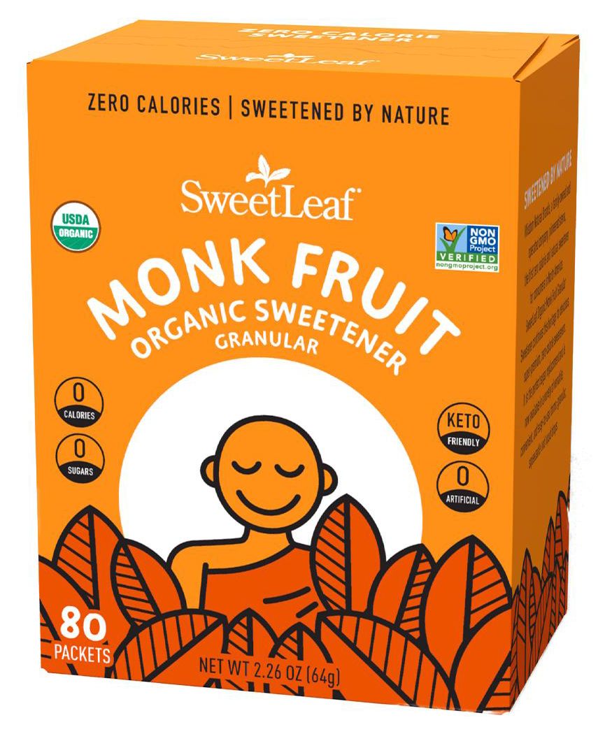 SweetLeaf Monk Fruit Sweetener Packets Organic 80 packets