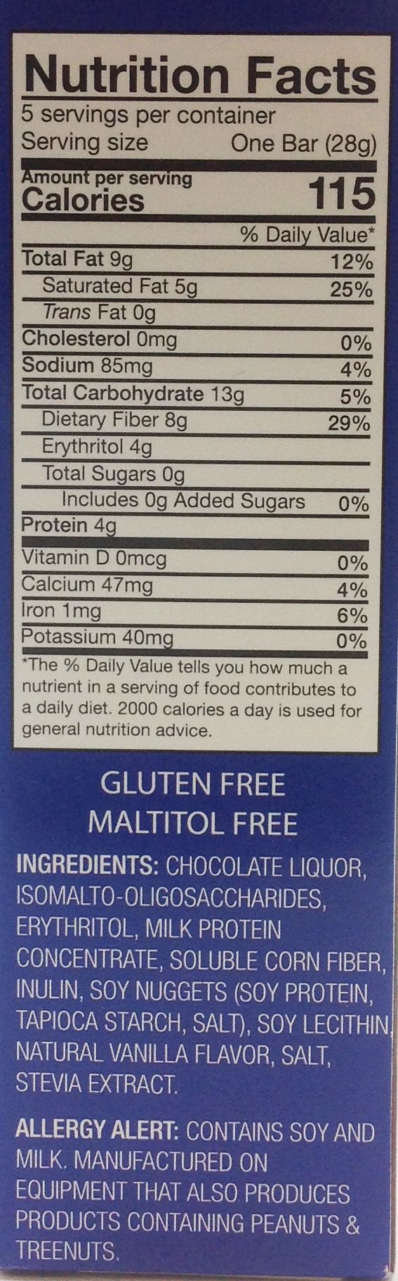 Healthsmart ChocoRite Solid Chocolate Bars - 5 bars, Milk Chocolate Crisp