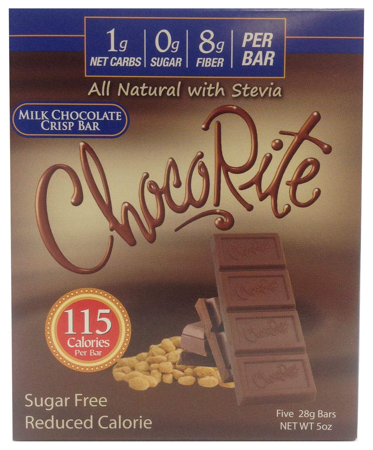 Healthsmart ChocoRite Solid Chocolate Bars - 5 bars, Milk Chocolate Crisp