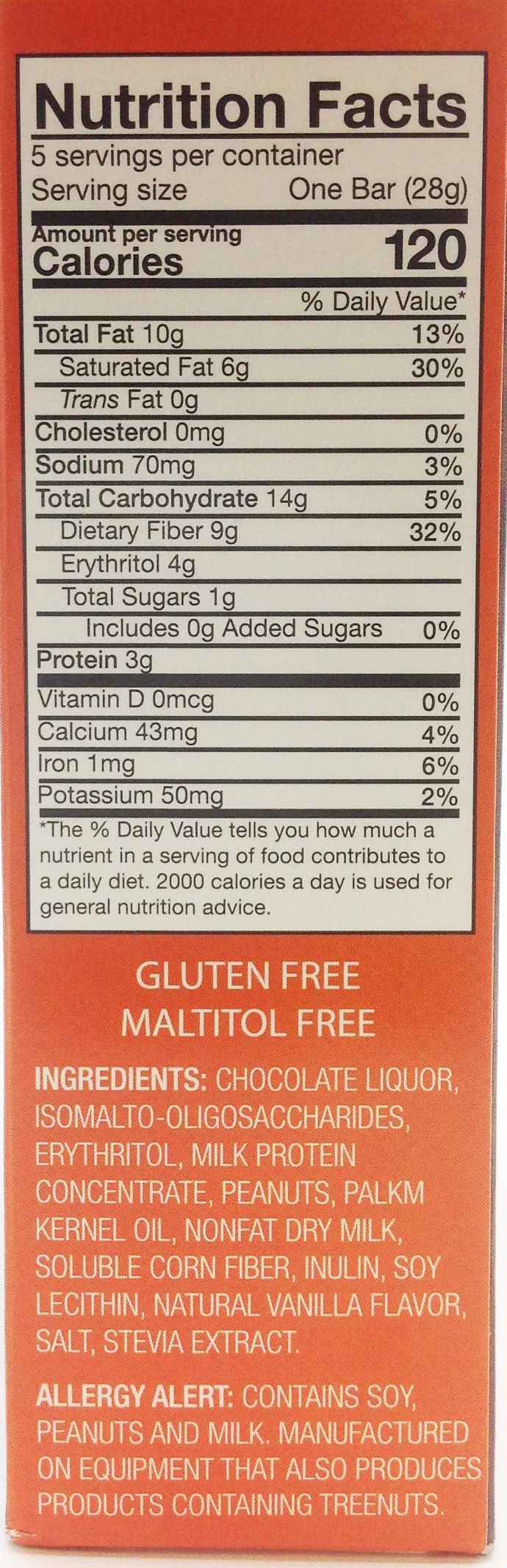 Healthsmart ChocoRite Solid Chocolate Bars - 5 bars, Milk Chocolate Peanut Butter