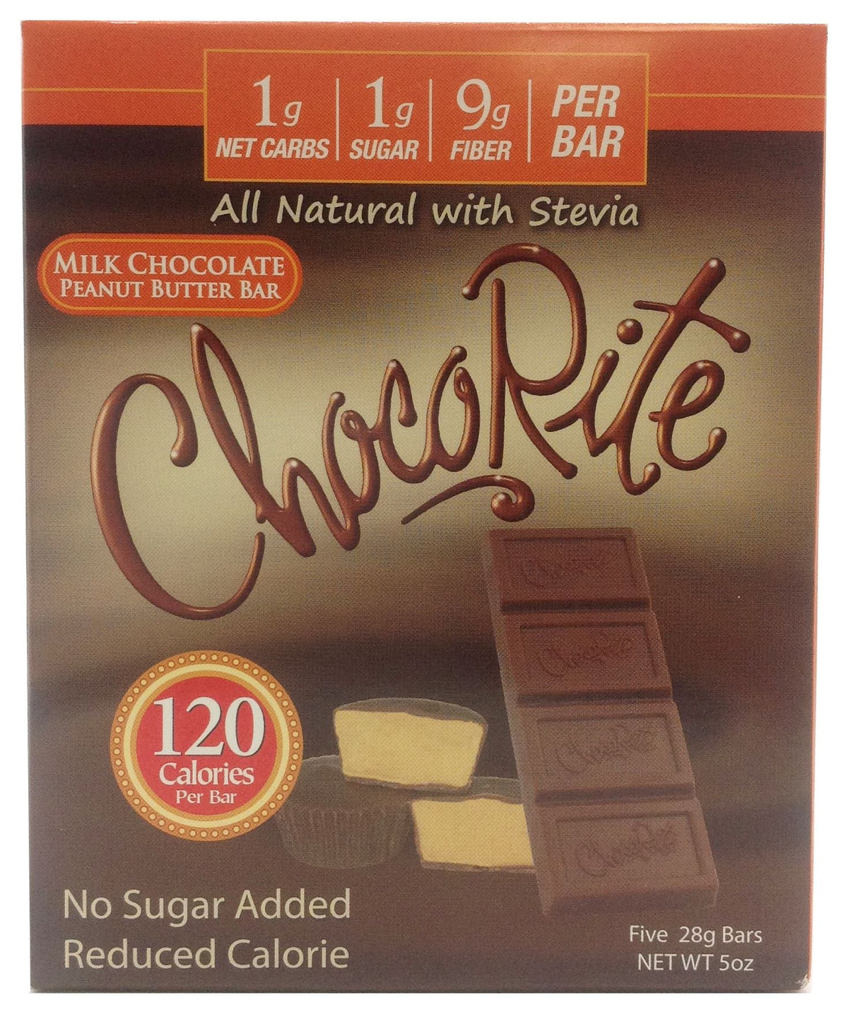 Healthsmart ChocoRite Solid Chocolate Bars - 5 bars, Milk Chocolate Peanut Butter