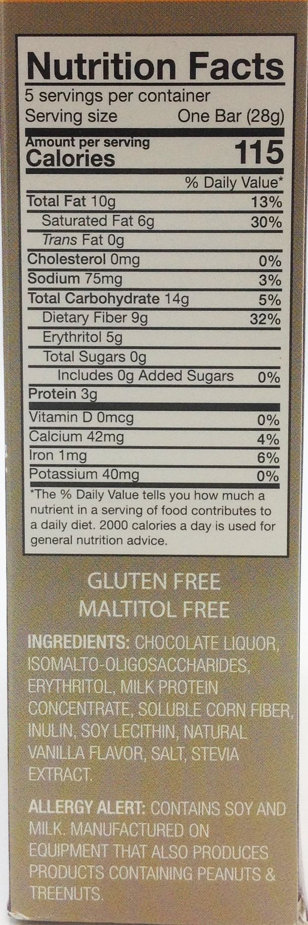 Healthsmart ChocoRite Solid Chocolate Bars - 5 bars, Milk Chocolate