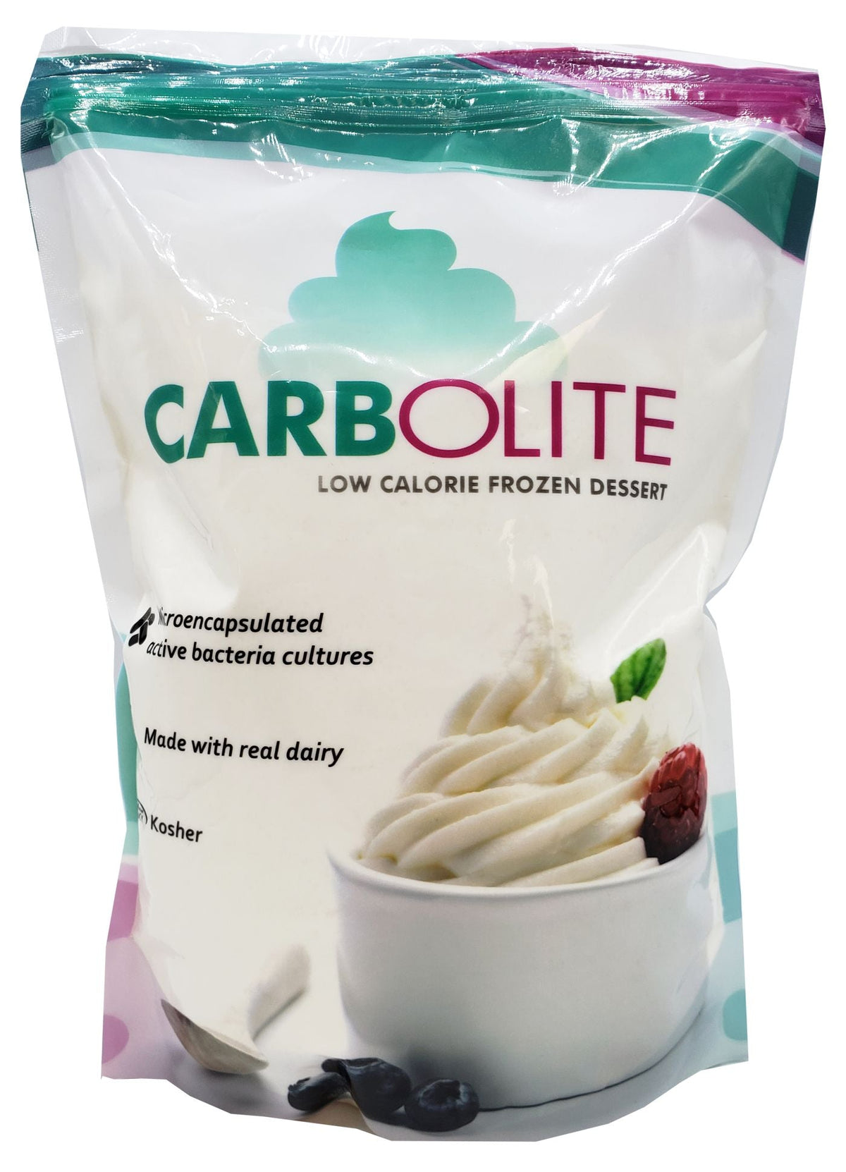 Front package of Healthsmart Carbolite No Sugar Added Soft Serve Mix (2.5lb Bag), Creamy Peanut Butter