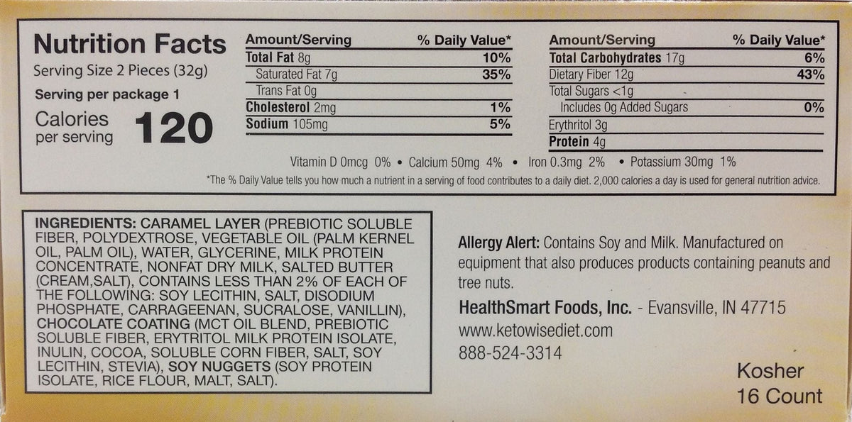 Healthsmart Keto Wise Fat Bomb - 16 bars, Crispy Caramels
