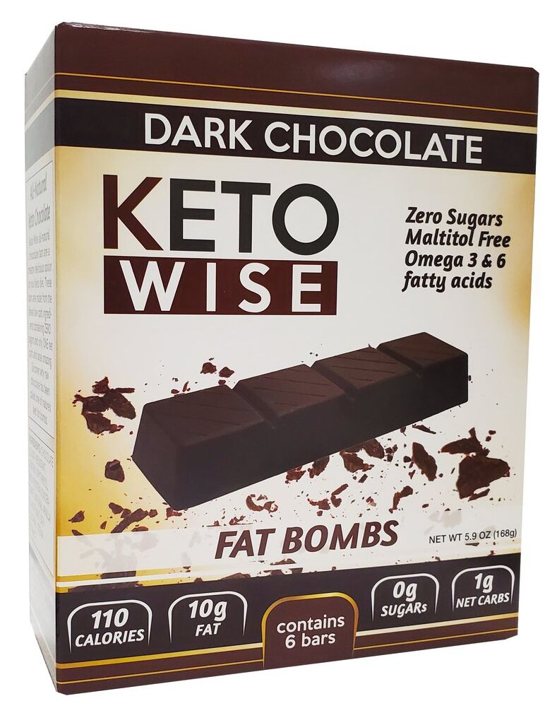 Healthsmart Keto Wise Solid Chocolate Fat Bombs - Dark Chocolate 6 bars