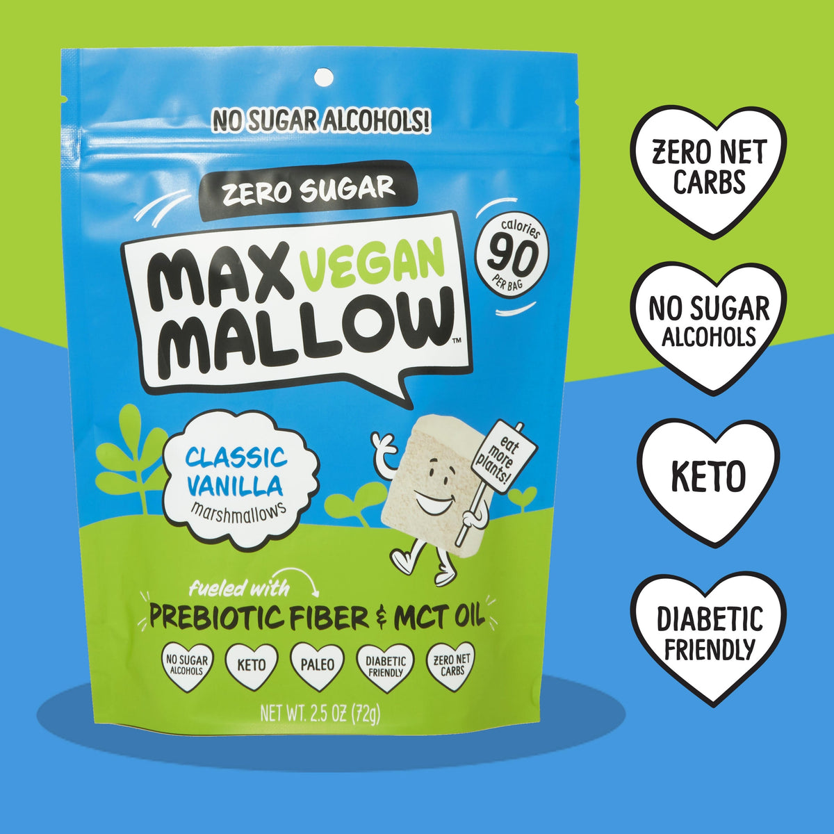 Know Brainer Foods Max Vegan Mallow Sugar Free Marshmallows - Classic Vanilla