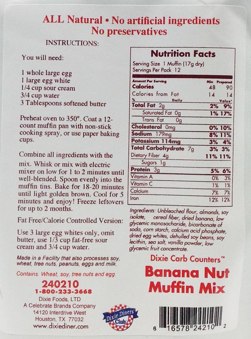 Dixie USA Carb Counters Muffin Mix - Banana Nut (5.8 oz)